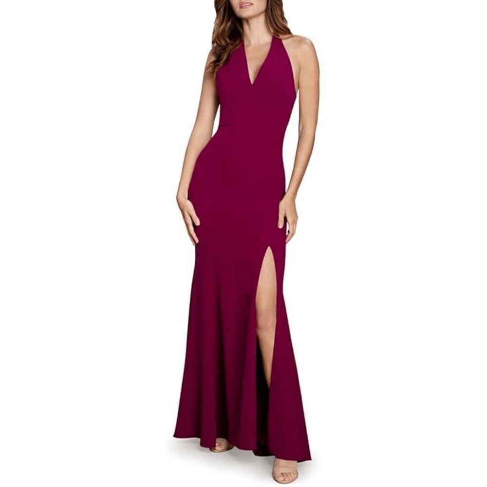 Dress The Population Shiloh Dark Magenta Halter Maxi Dress XS NWT - Picture 11 of 14